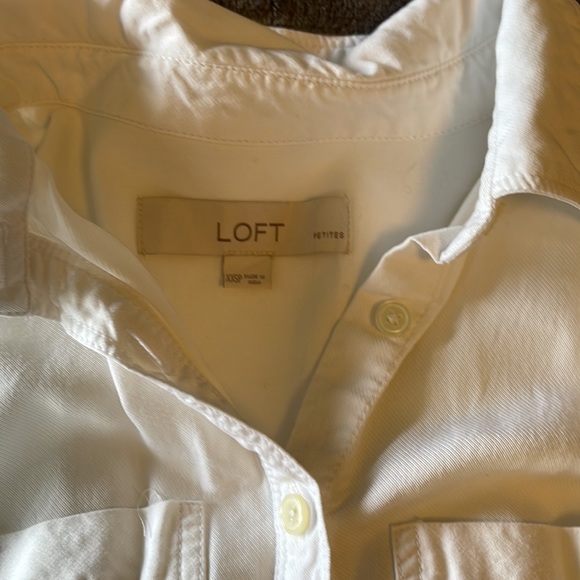 LOFT Petites White Button Down Shirt - Picture 3 of 7